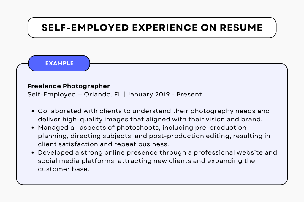 How to include self-employed experience on your resume in lieu of work experience.