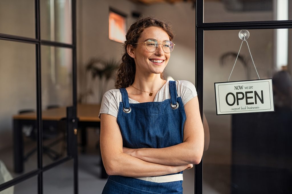 woman opening new business