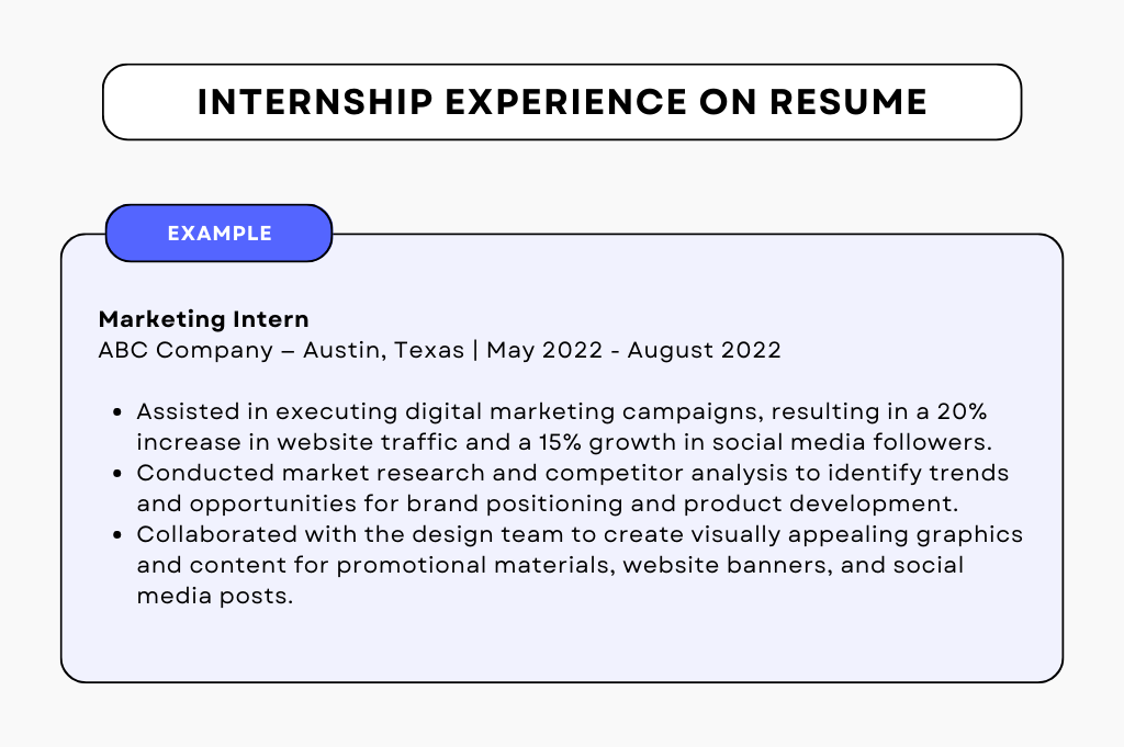 How to include internship experience on your resume in lieu of work experience.
